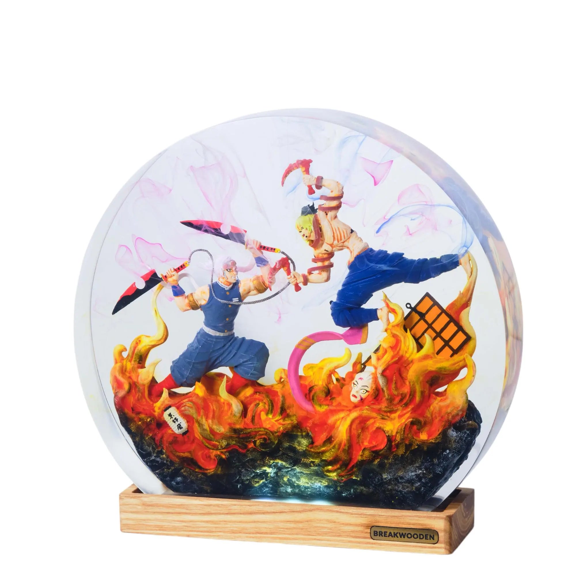 Demon Slayer Resin Lamp, Teng.En Uzui Vs Gyu.Taro Night Light, Anime Epoxy Diorama, Kimetsu No Yaiba Figure, Gamer Room Decor, Otaku Gift