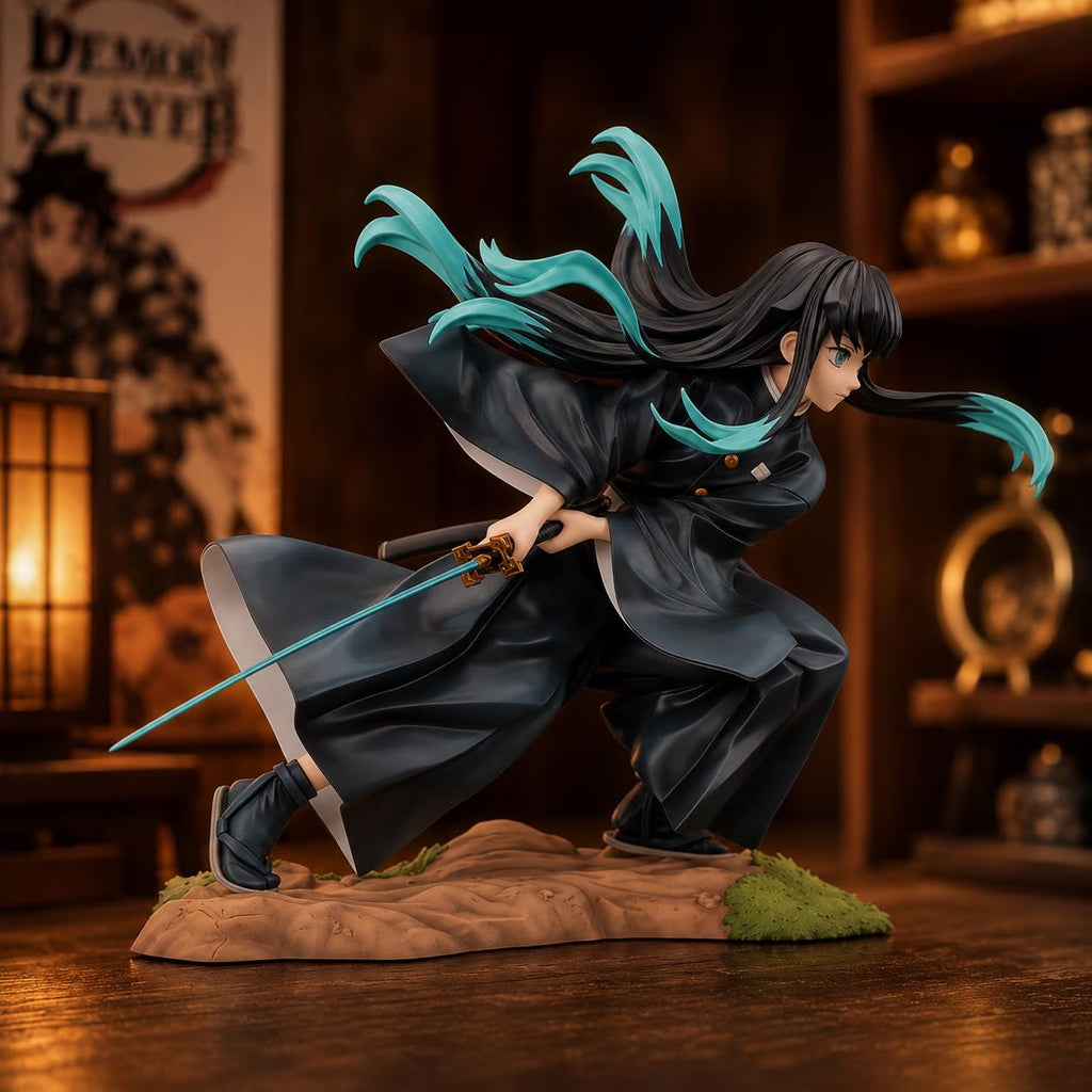 Muichiro Tokito Anime Figure Demon Slayer 18Cm Articulated Battle Statue PVC Collectible Desk Decor Manga Gift Room Decor Display