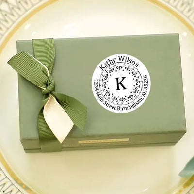 Custom 48/96pcs Return Address Labels and Stickers, Personalized Family Name Initial Monogram Decal for Gifts, Envelopes, Mailing