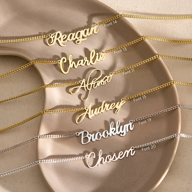 A Custom-Made Exquisite Name Necklace (With Chain), Name Chain Necklace, Nameplate Necklace, Cuban Link Necklace, a Birthday Gift for Mom, Christmas Present