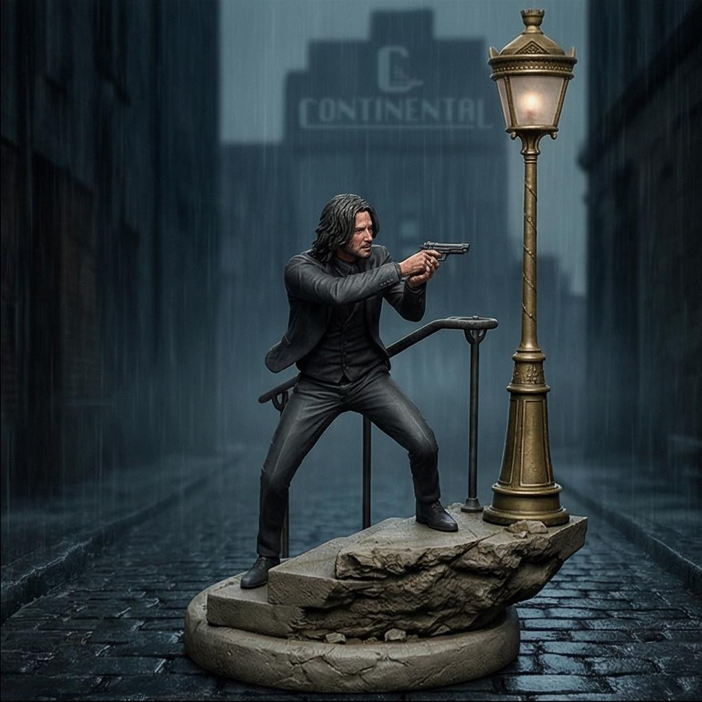 Hitman Inspired Figure Statue, Dark Action Collectible, Handmade Assassin Figurine, Movie Style Desk Decor Gift