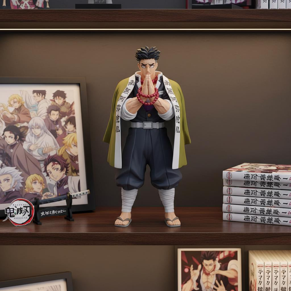 Red Prayer Beads Figure | Gyomei Himejima Hashira Statue | Demon Slayer Anime Collectible
