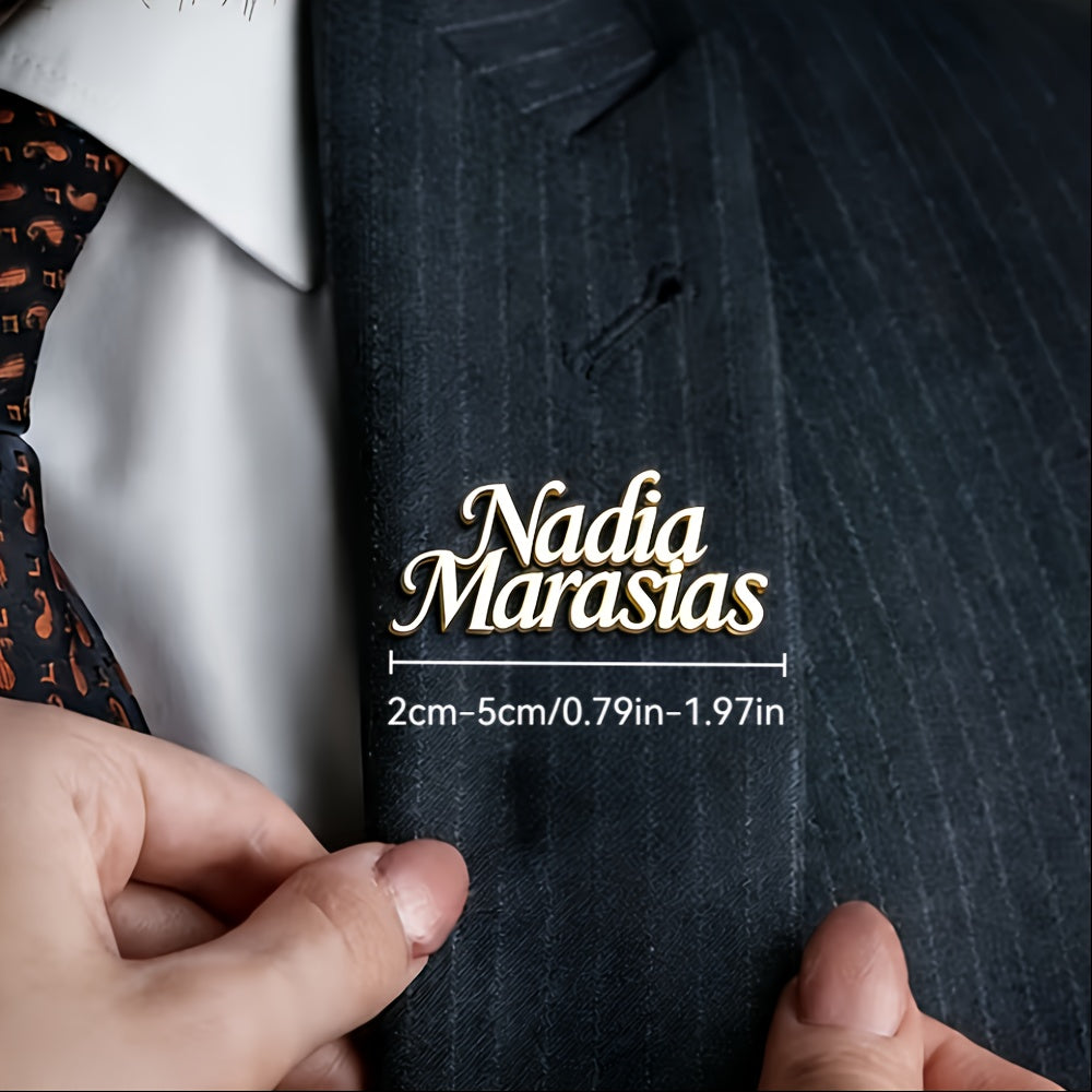 Custom & Personalized! Multi-Layer Letter Name Brooch - 304 Stainless Steel Double-Layer Name Pin, Men's Premium Minimalist Name Badge Gift Brooch, Suit Lapel Pin Jewelry Elegant Accessory, Daily Wear Holiday Party Banquet Pin Brooch