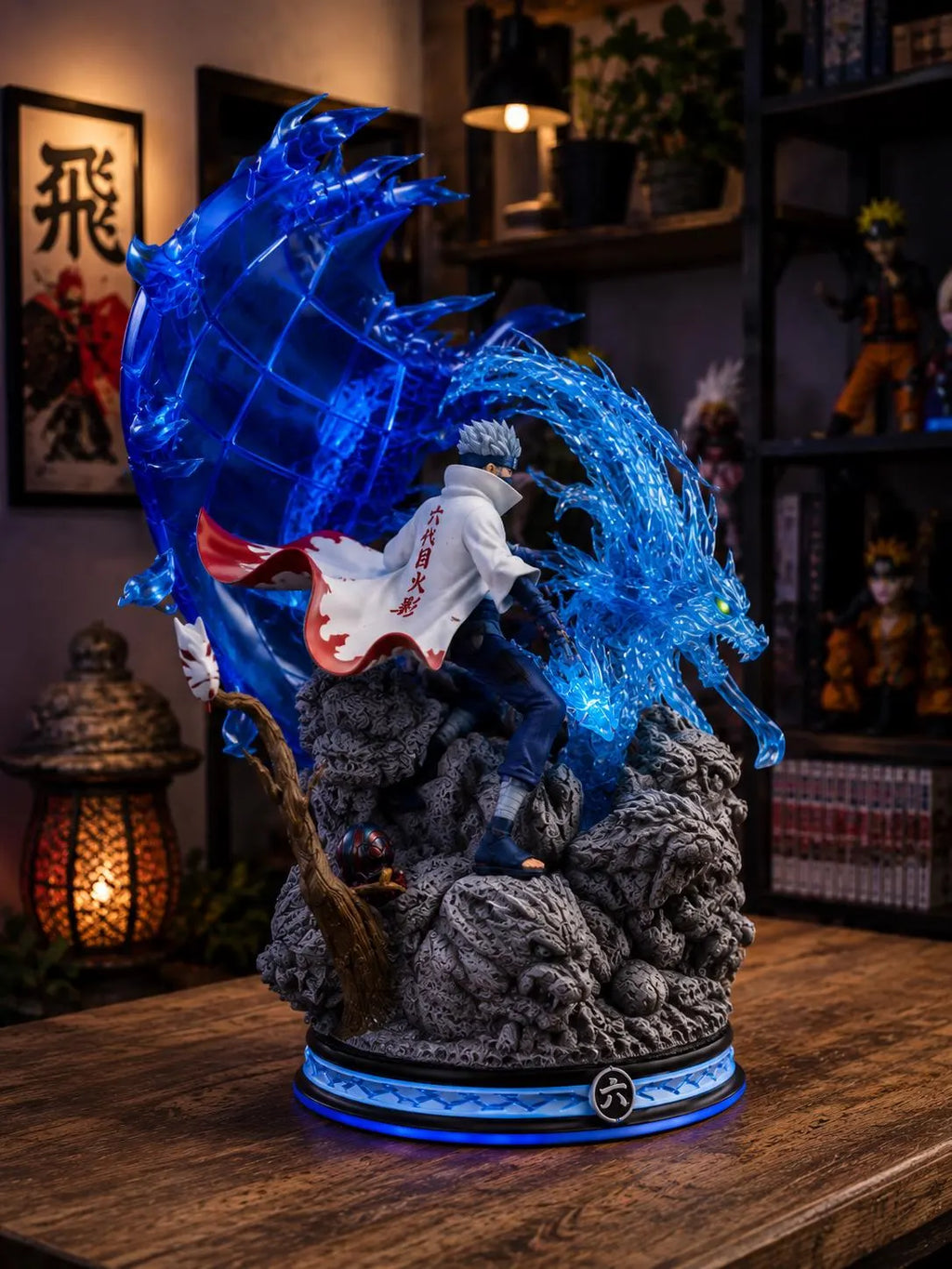Kakashi Hatake Figure – Naruto Anime Statue with Blue Dragon Effect, Premium Collector PVC Figurine