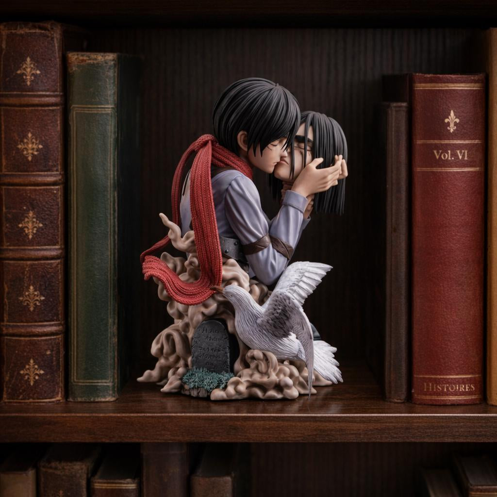 Attack on Titan Eren Jaeger Mikasa Ackerman Last Kiss Figure 22Cm Inspired Anime Statue