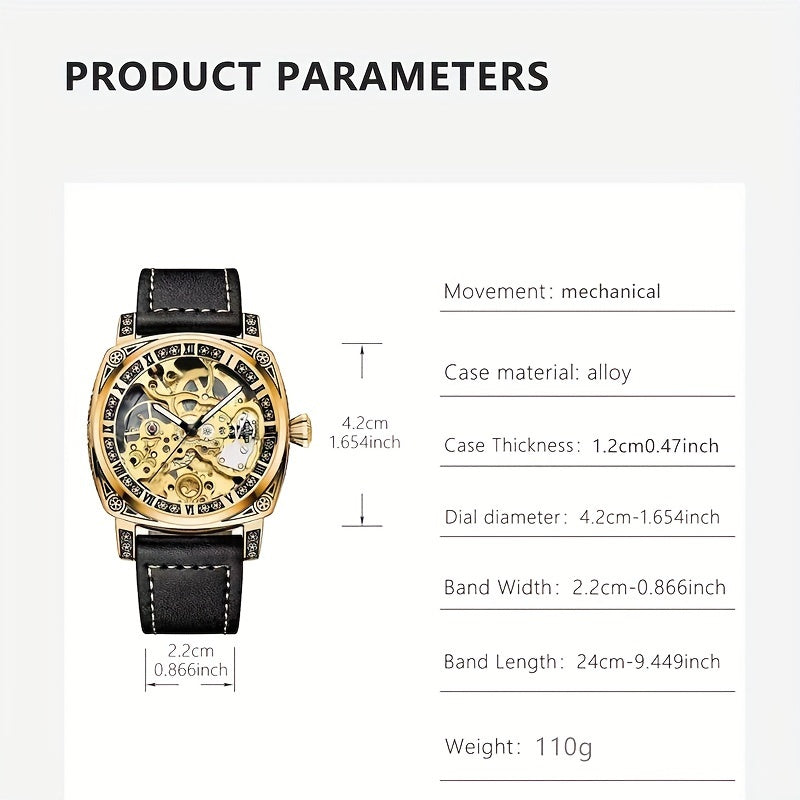 A Men's Golden Belt Fashionable Trendy Carved Hollow Carved Fully Automatic Mechanical Watch