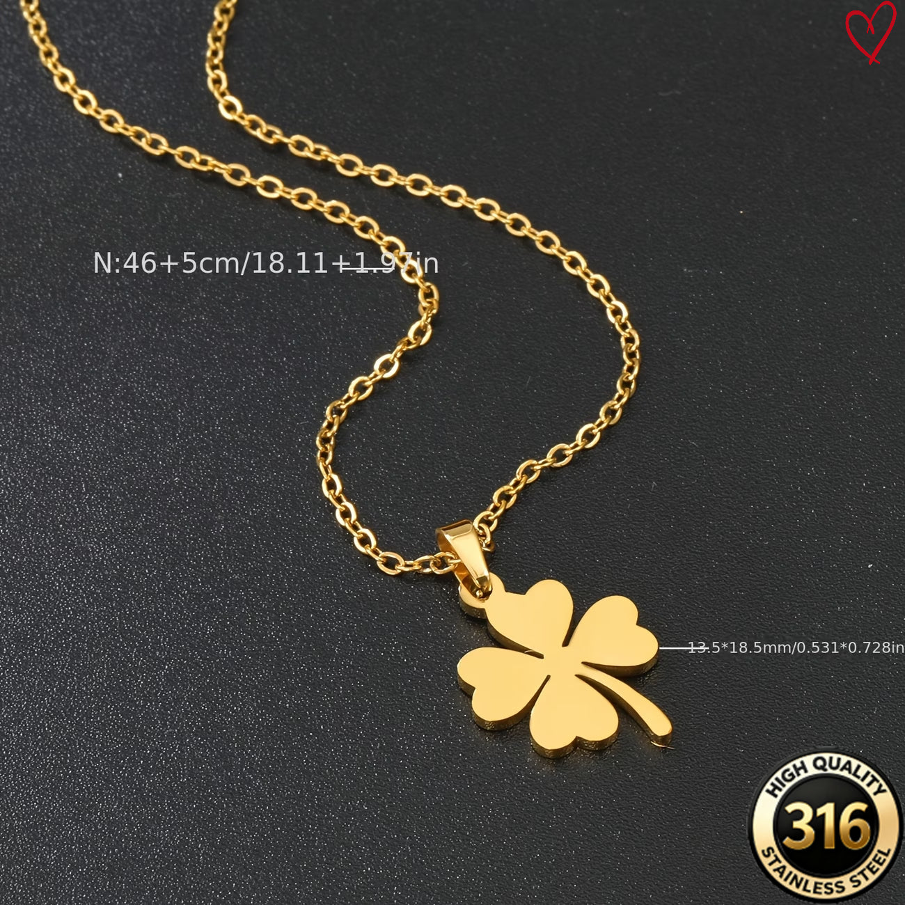 Lucky Four-Leaf Clover Pendant Necklace, Stainless Steel Material Plating Design, Unisex Four-Leaf Clover Pendant, Easy And Versatile Clavicle Chain, High-Quality Necklace | Elegant Necklace | Designed for Women