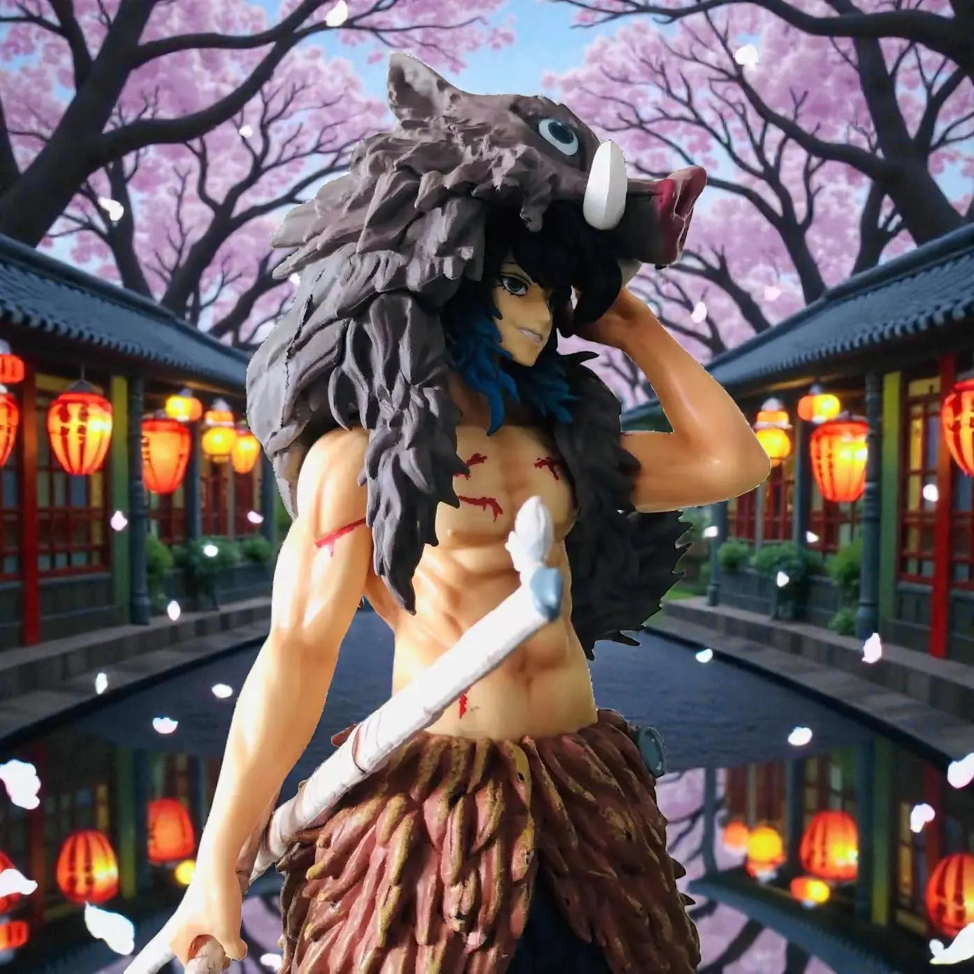 Hand Painted 30 Cm Hashibira Inosuke Inspired Collectible Action Figure Gift – Anime Collectible Model