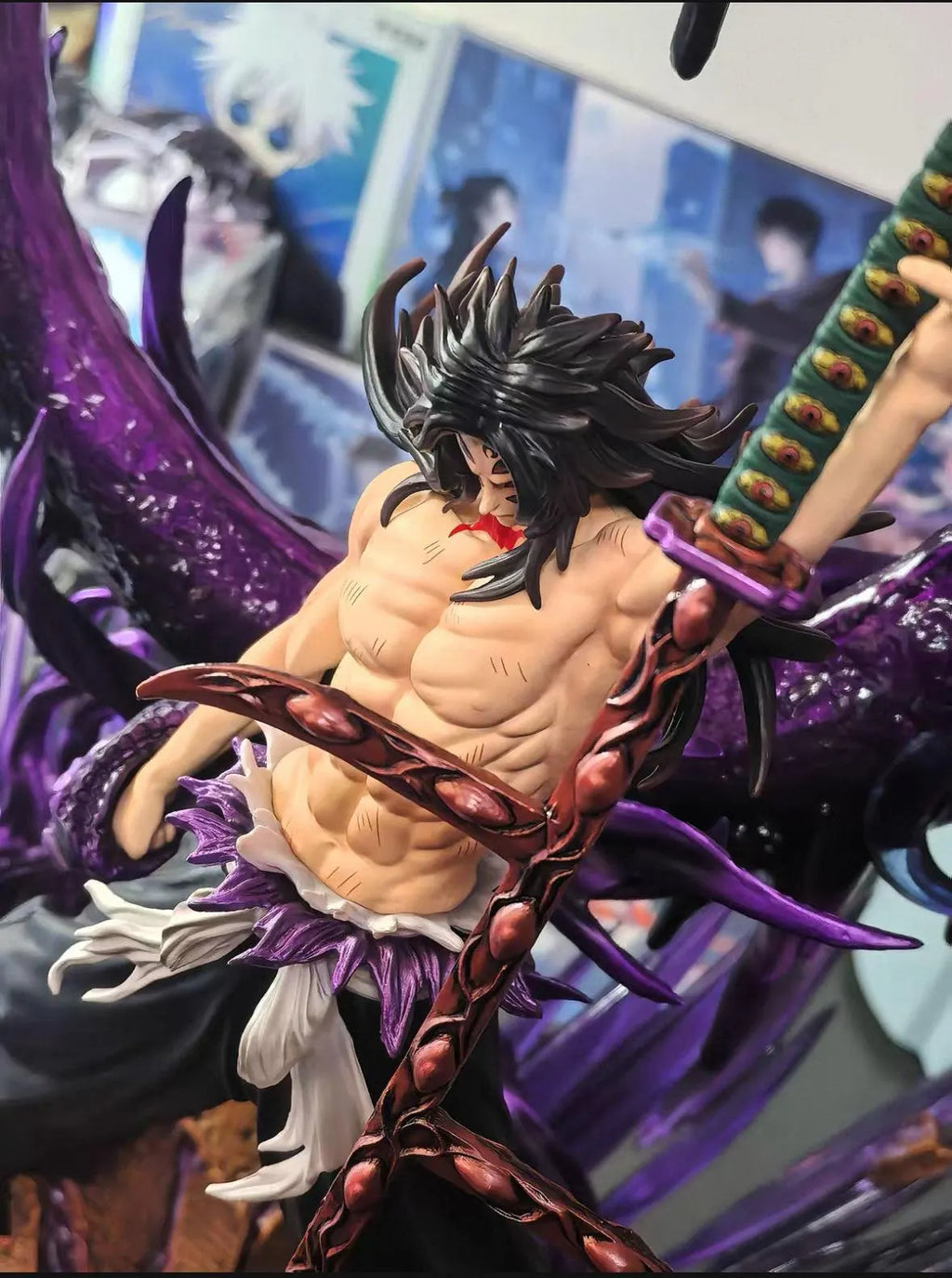 Kokushibo Demon Slayer Fan Figure | Upper Moon One LED Statue | Kimetsu No Yaiba Fan Gift | Dark Anime Collectible