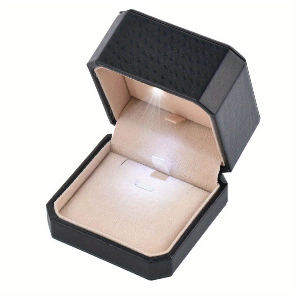2.95*2.95*2.13inch High Quality Black LED Pendant Jewelry Box, Retro Fashion Pendant Box, Suitable for Proposal, Engagement, Wedding