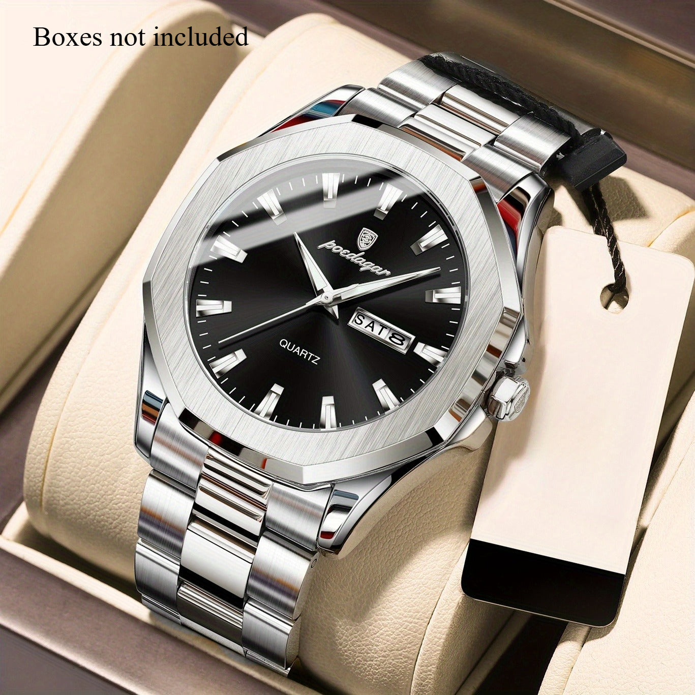 POEDAGAR Stainless Steel Casual Style Trendy Men'S Quartz Watch Multi Functional Display Watch Let Beauty Start From This Moment