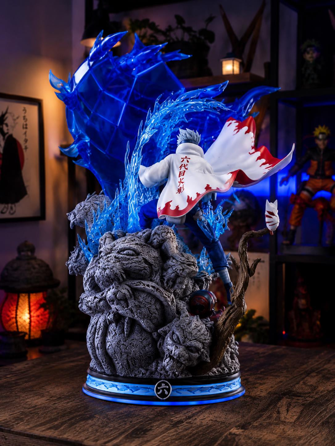 Kakashi Hatake Figure – Naruto Anime Statue with Blue Dragon Effect, Premium Collector PVC Figurine