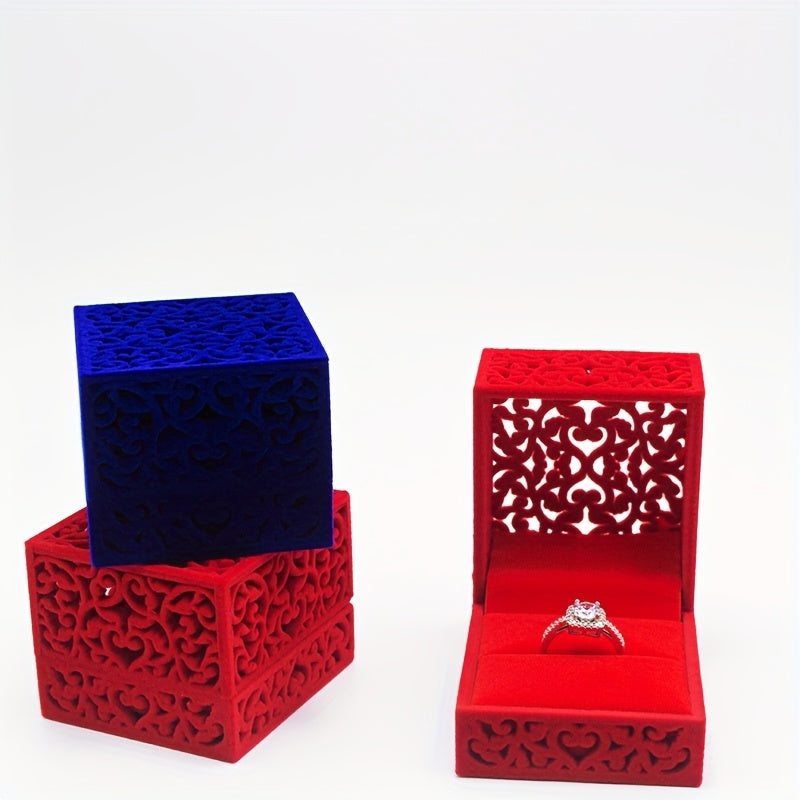 1pc Personalized Creative Hollow Wedding Ring Necklace Pendant Jewelry Box, Festive Chinese Style Jewelry Box, Ring Earrings Pendant Packaging Box, Jewelry Boxes