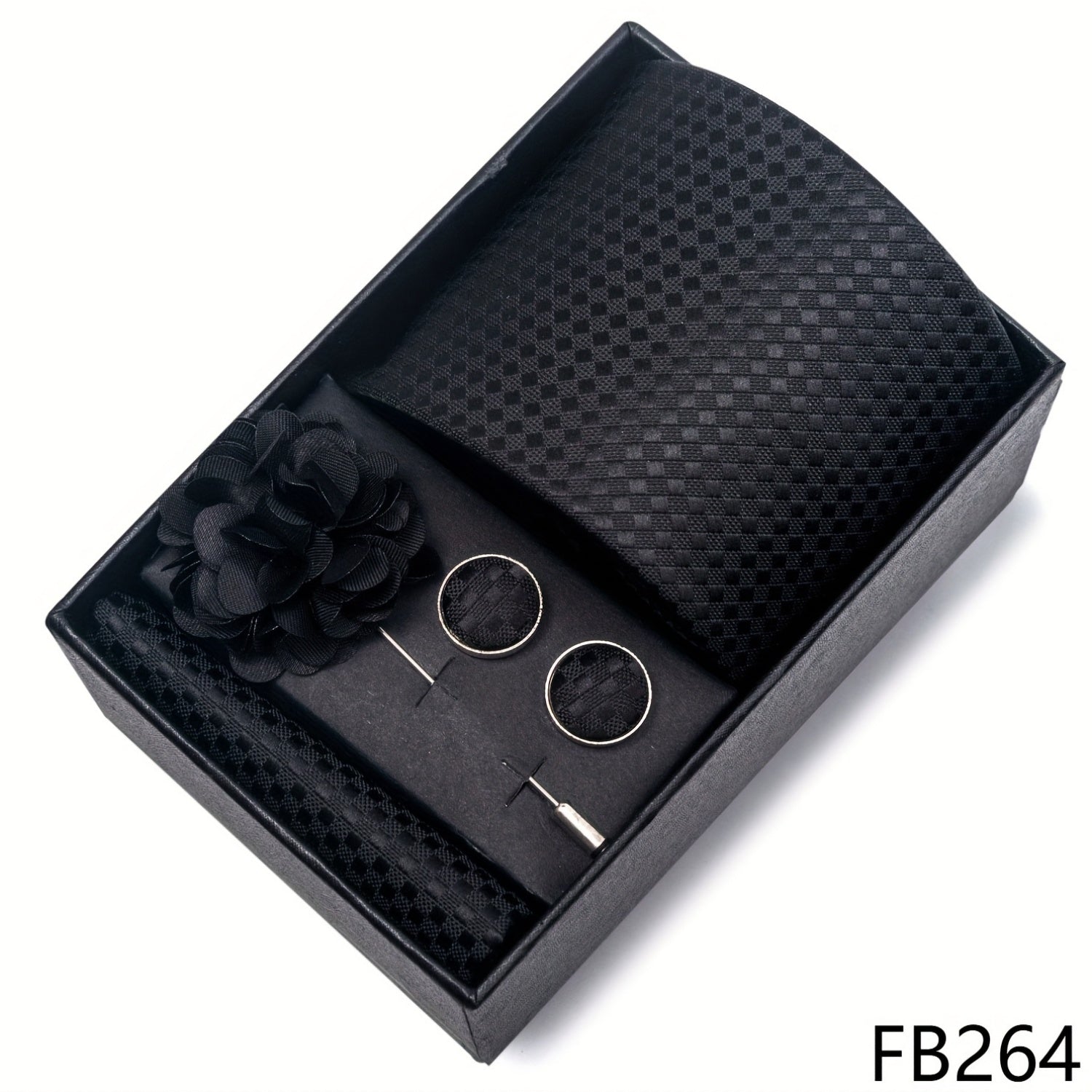 4pcs/set Men'S Tie Set | Business Wedding Party Solid Striped Paisley Necktie & Pocket Square Cufflinks Lapel Pin in Gift Box - Ideal Choice for Gift, Knit Fabric