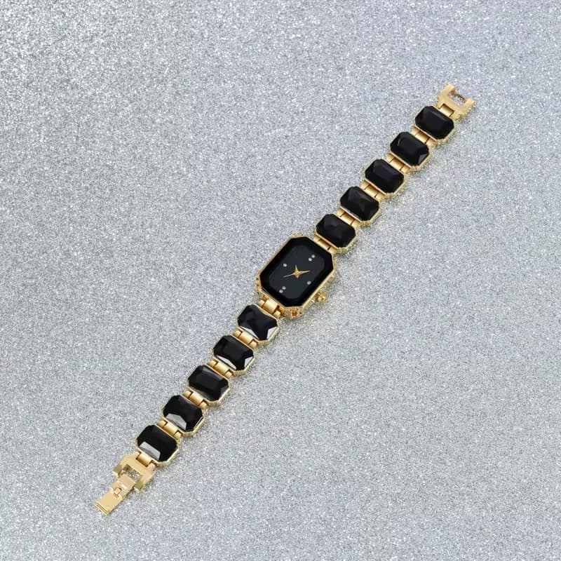 MSCXDK 5pcs Women's Watch & Jewelry Set - Square Quartz Watch with Matching Bracelet/Collar Necklace/Earrings/Ring, Multicolor Alloy Chain, Shockproof Stainless /Casual Elegant Analog Wristwatch for Daily Wear & Special Occasions,