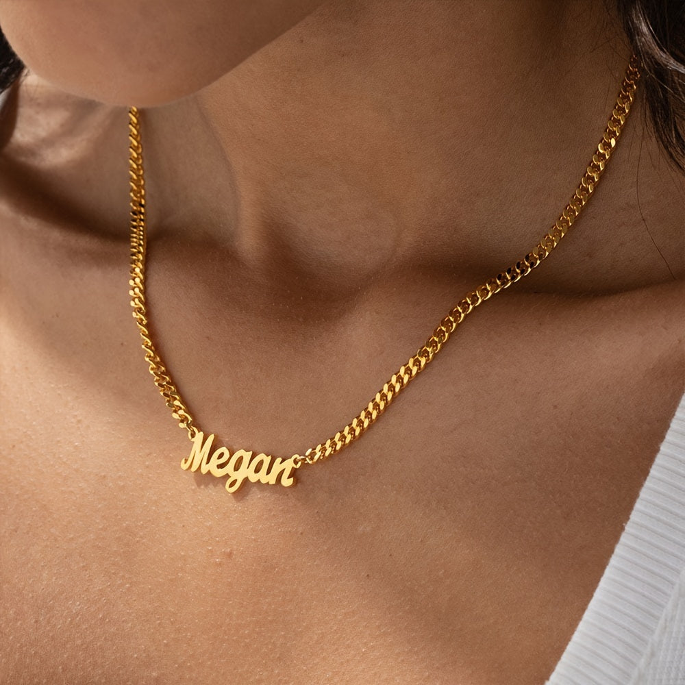 Personalized Necklace with Custom Name/Text Engravable - Stainless Steel Chain, for & - Custom Initials, Name, Date, Message - Unique Gift for Couples, Family, Birthdays,, Wedding