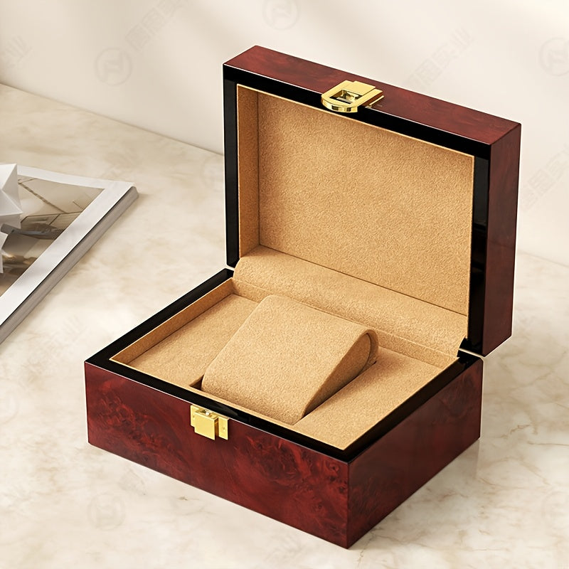 Red Rosewood Watch Storage Box, High-End Wooden Gift Packaging for Watches, Elegant Watch Display Case, Perfect for Valentine's Day or Mother's Day Graduation Season Gifts, Single Watch Box (Excludes Jewelry)