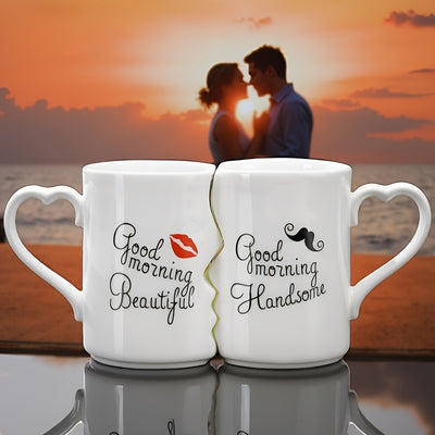 2pcs, Kissing Ceramic Mug, Creative Couple Mug, Love Mug, Kissing Mug, Drinking Coffee Together, Anniversary & Wedding Gift, Valentine's Day, Birthday, Engagement 360ml/12.1oz