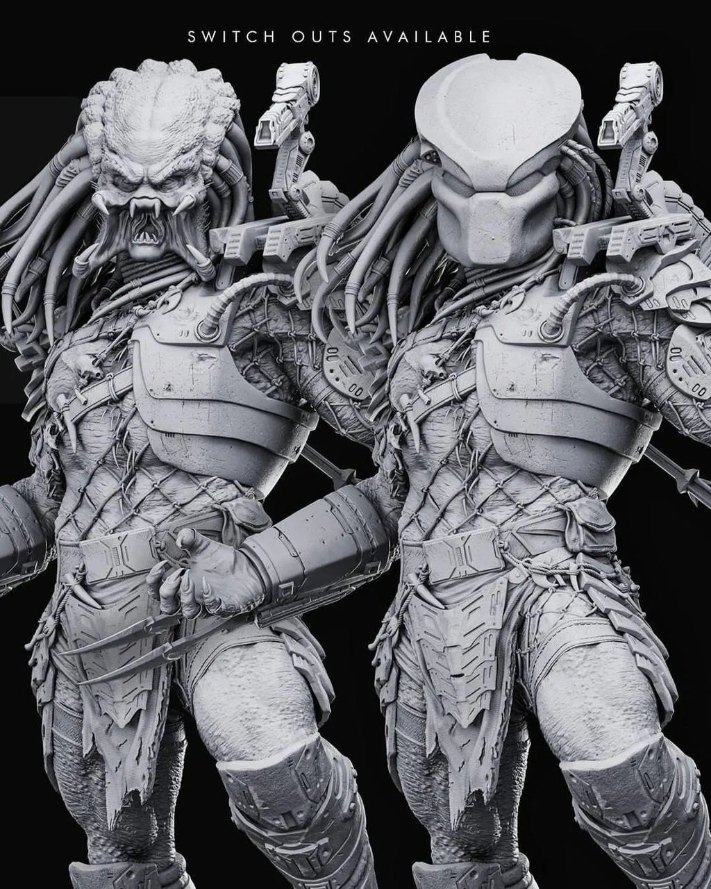 Predator 3D Printed Figure, Alien Hunter Collectible, Unpainted