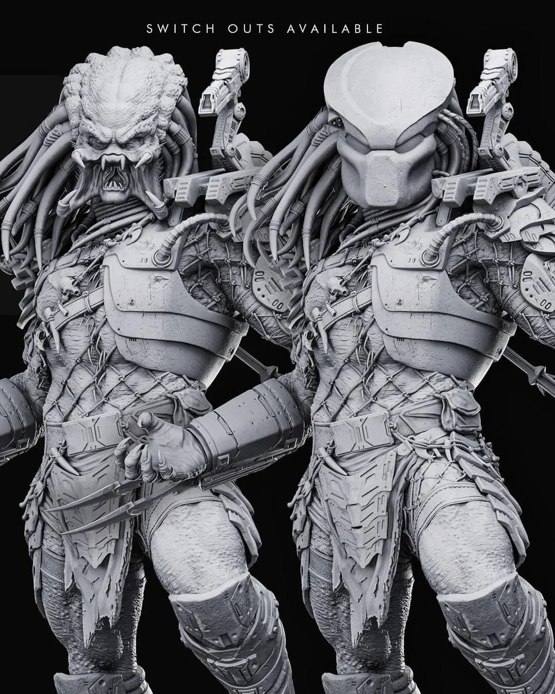 Predator 3D Printed Figure, Alien Hunter Collectible, Unpainted