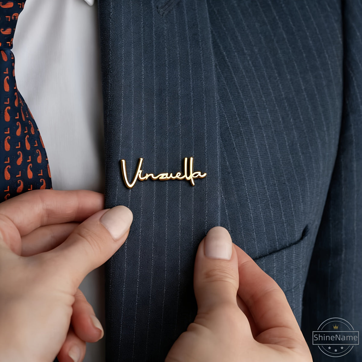1 Personalized Stainless Steel Name Brooch | Custom Signature Lapel Pin for Suits, Blazers, and as Valentine's Day/Birthday Gift | Unisex Personalized Handwritten Signature Lapel Pin