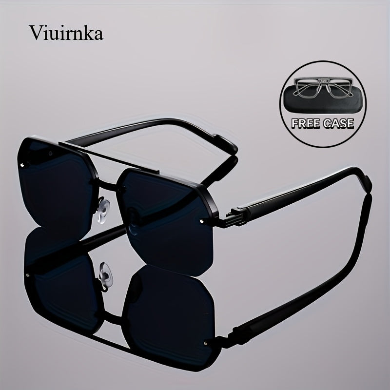 Semi-Rimless Decorate PC Polycarbonate Composite Frame Metal Hinge Ordinary Decorative Glasses, Unisex, Vintage Fashion, for Party, School, Shopping, Daily Leisure, Halloween, Christmas, Easter, Valentine'S Day, Thanksgiving, New Year