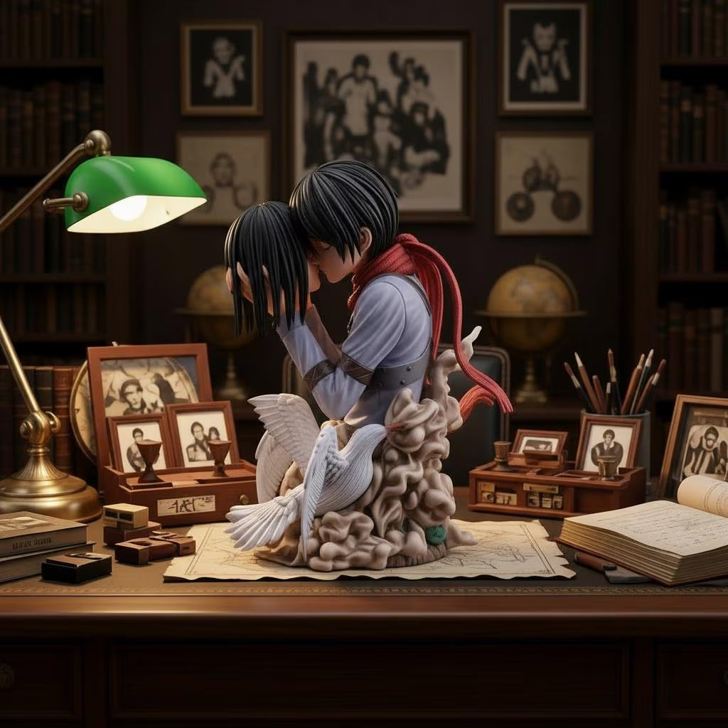 Attack on Titan Eren Jaeger Mikasa Ackerman Last Kiss Figure 22Cm Inspired Anime Statue