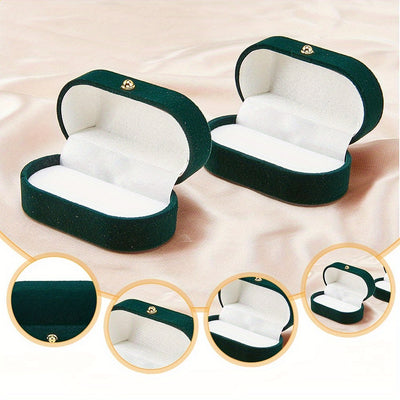 2pcs Oval Velvet Couple Ring box with Brass Botton Finger Ring Gift Storage Case for Wedding Engagement Dark Slate Gray 1.57x2.91x1.34inch Inner Diameter: 1.18x2.76x0.39inch Jewelry display and packaging supplies Jewelry making