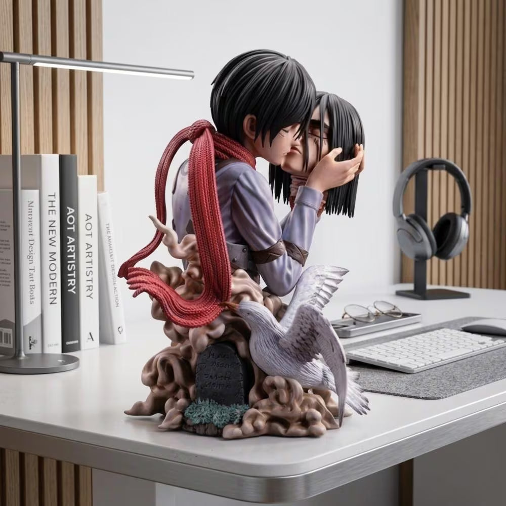 Attack on Titan Eren Jaeger Mikasa Ackerman Last Kiss Figure 22Cm Inspired Anime Statue