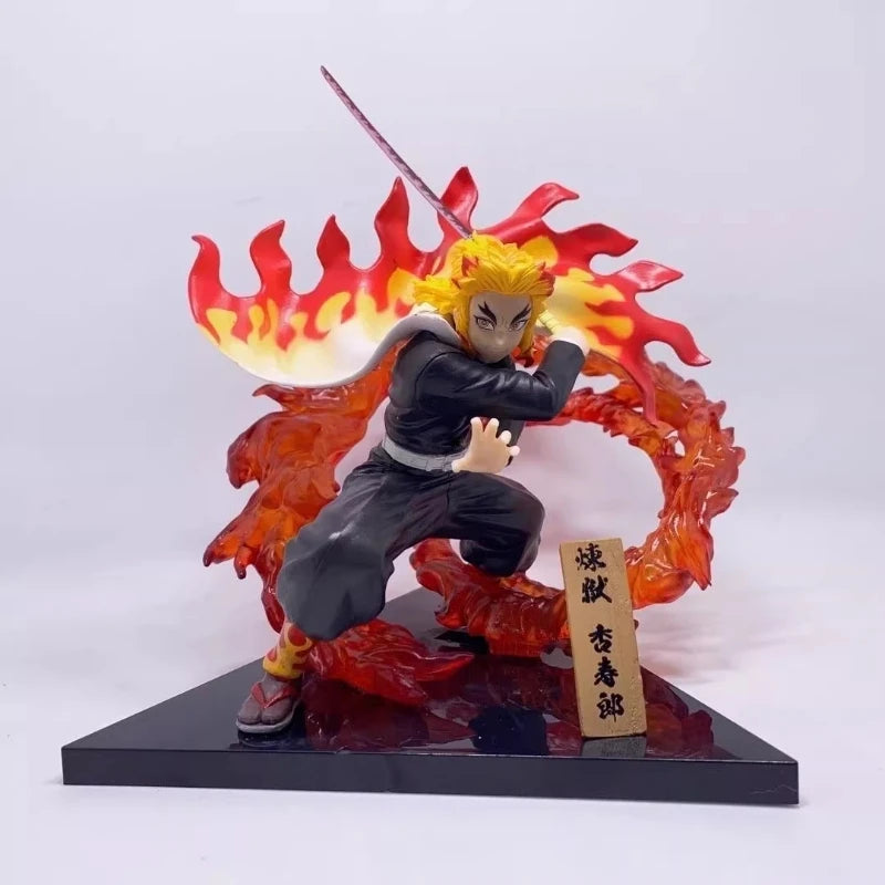 Demon Slayer Mugen Train Rengoku Kyojuro Tanjiro Kamado Action Figure Anime Battle Diorama Statue Desktop Display Model Toy Gift