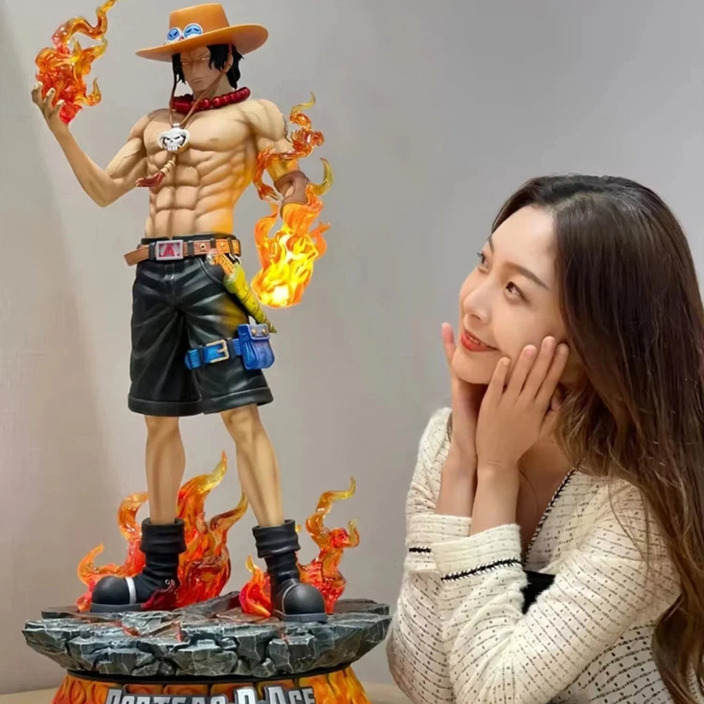 70cm One Piece 1/3 Carry A Knife Zoron Extra Large Size Fire Fist Ace Anime Figure Ornament Model Gk Statue Boys Birthday Gifts