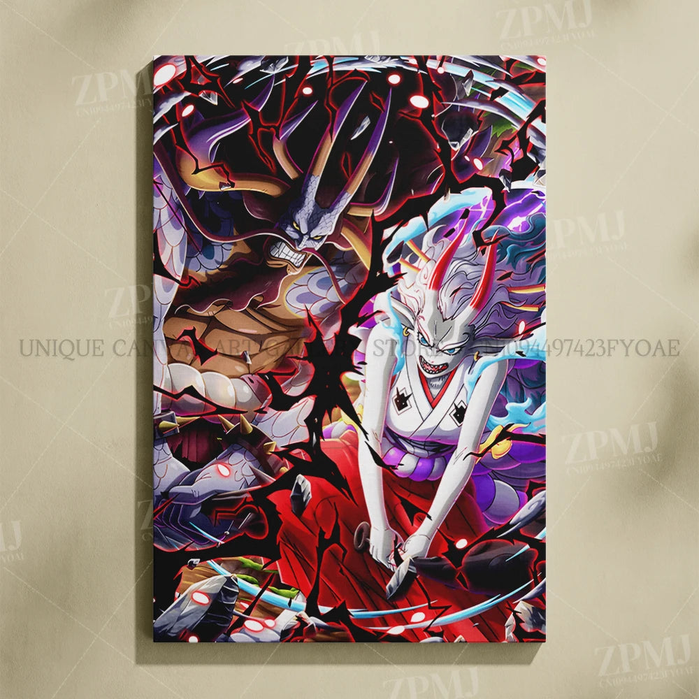 One Piece Frameless Canvas Paintings Anime Monkey D. Luffy Figures Home Decor Pictures Printed Poster For Living Room Wall Art