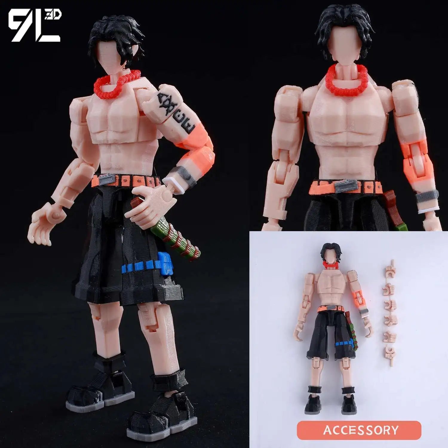 9L3D Printed Anime Characters Lucky 13 Zoro Dummy Action Figures Monkey D.Luffy Multi-Jointed Movable Shapeshift Mannequin Toys