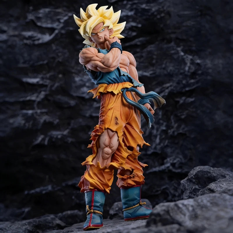 Dragon Ball GK 32cm Super Saiyan Goku Pinch Face Action Figure With Base Collectible Model Anime Statue Desktop Decor Gift Toy