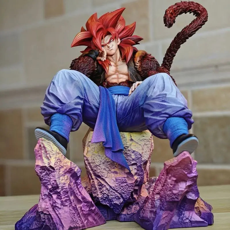 Dragon Ball Anime Sitting Posture Super Ⅳ Gogeta GK Figure Collectible Model Desktop Decoration Ornament Manga Trendy Toy Gift