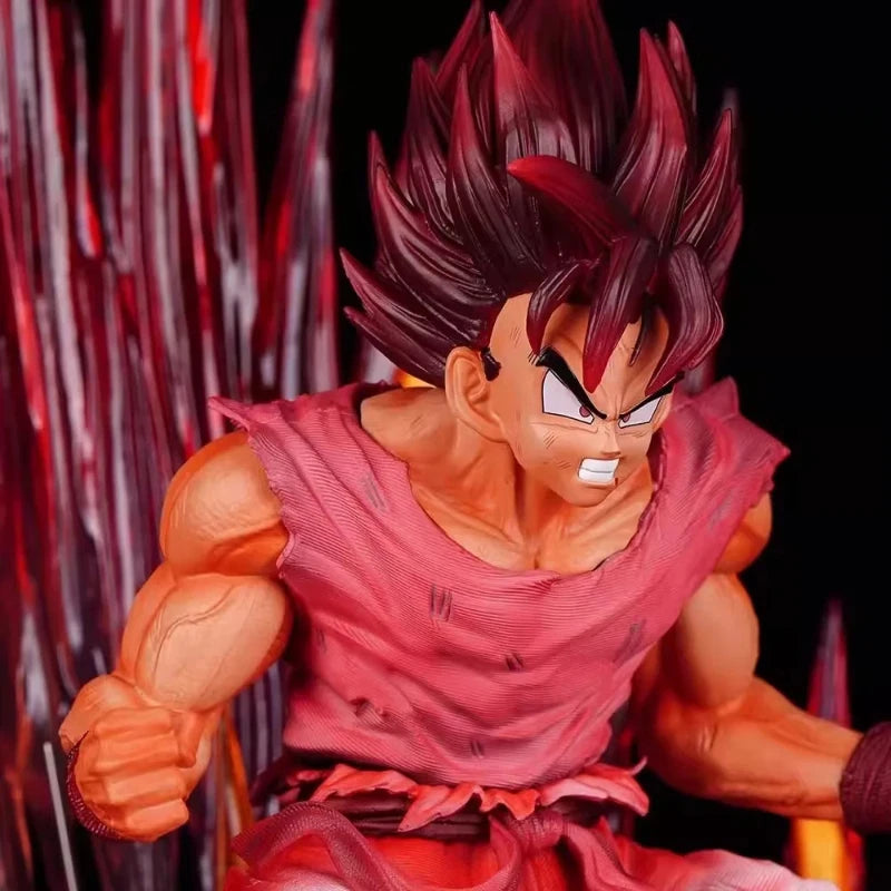 39cm Dragon Ball GK Kaioken Red Son Goku Action Figure Burst Effect Statue With Base Collect Anime Model Toy Ornament Boys Gift