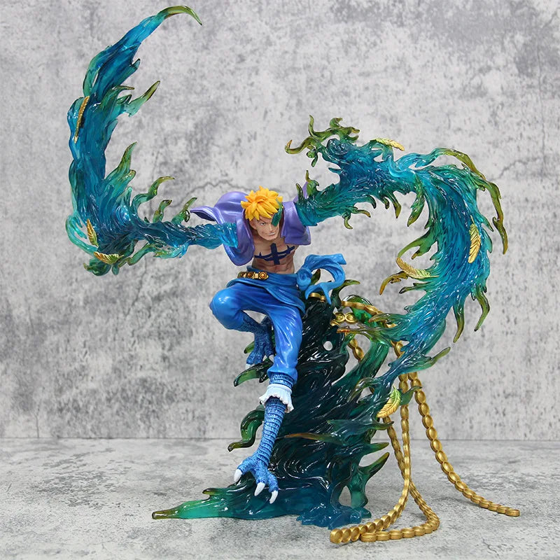 GK Garage Kit White Beard Pirate Flying Marco Phoenix Animation Model Statue Ornament Collectible Handmade Action Figure