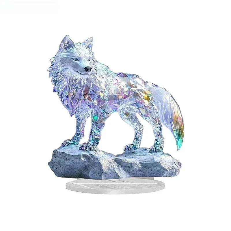 2D Flat Acrylic White Crystal Dragon Statue Studio Display Table Ornament Gift Home Decor