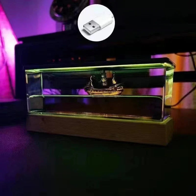 One Piece Going Merry Floating Barcos Thousand Sunny Ship in Fluid Liquid Barcos Floating Boat Desk Decor Living Room Decoration
