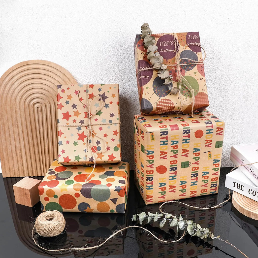 1 Roll 17 inch X 32.8 Feet Birthday Wrapping Paper,Gift Wrapping Paper Roll,Kraft Wrapping Paper