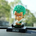 One Piece Luffy Zoro Chopper Car Doll Shaking Head Auto Interior Kawaii Tabletop Ornament Bobble Head Kids Toys Gift 11cm