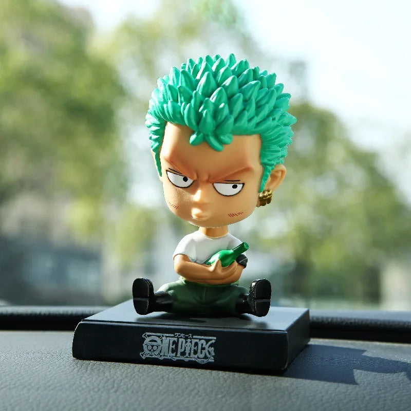 One Piece Luffy Zoro Chopper Car Doll Shaking Head Auto Interior Kawaii Tabletop Ornament Bobble Head Kids Toys Gift 11cm