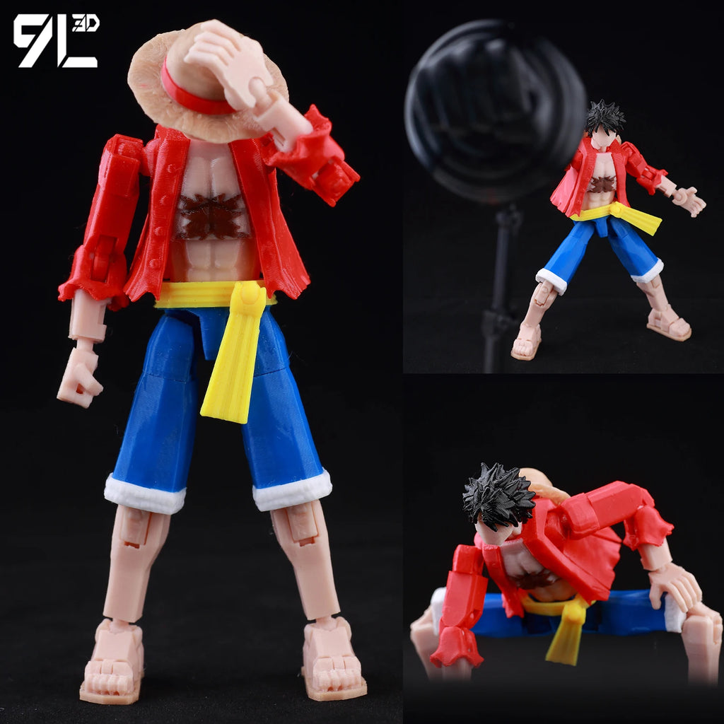 9L3D Printed Anime Characters Lucky 13 Zoro Dummy Action Figures Monkey D.Luffy Multi-Jointed Movable Shapeshift Mannequin Toys