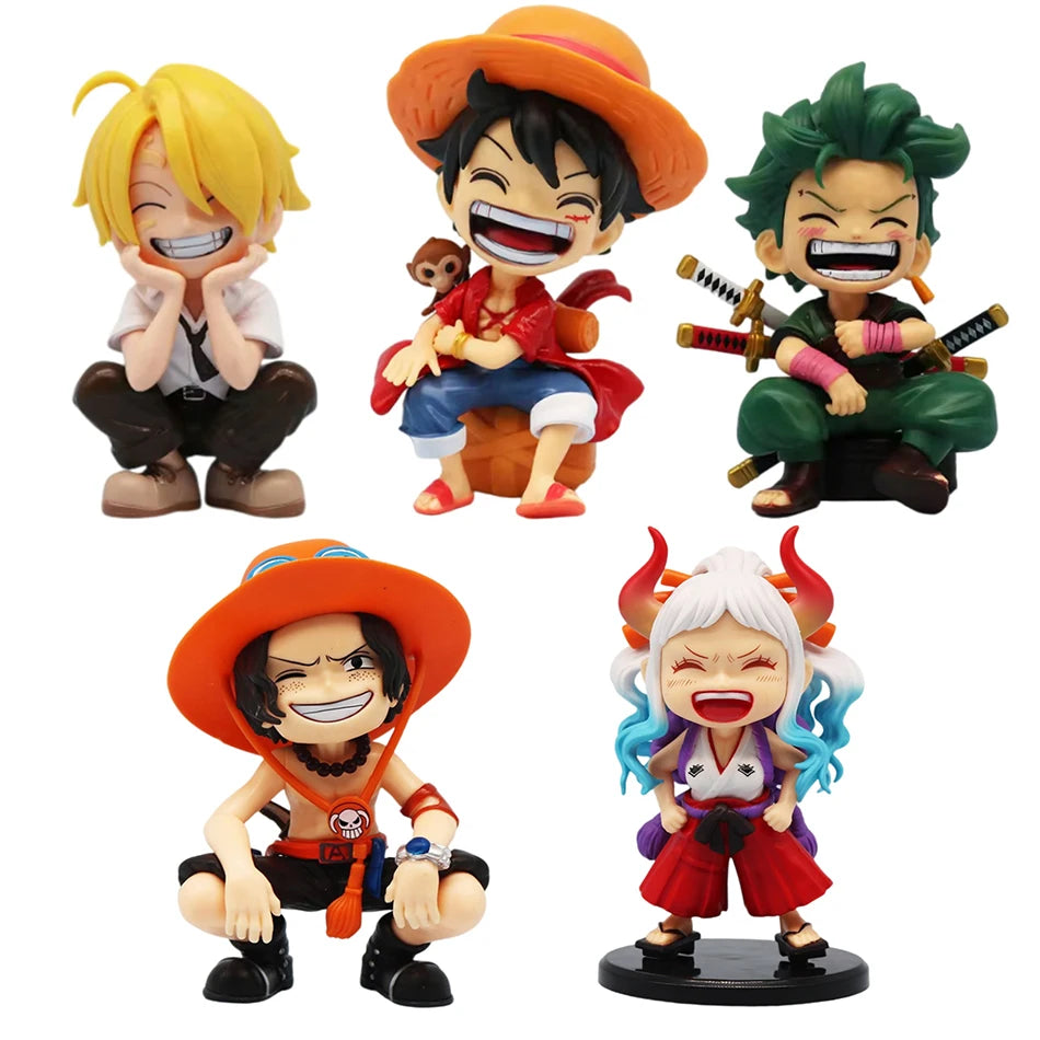 Anime One Piece Monkey D. Luffy Roronoa Zoro Sanji Portgas·D· Ace Yamato Q Version Anime Figural Pvc Model SurpriseToy Xmas Gift