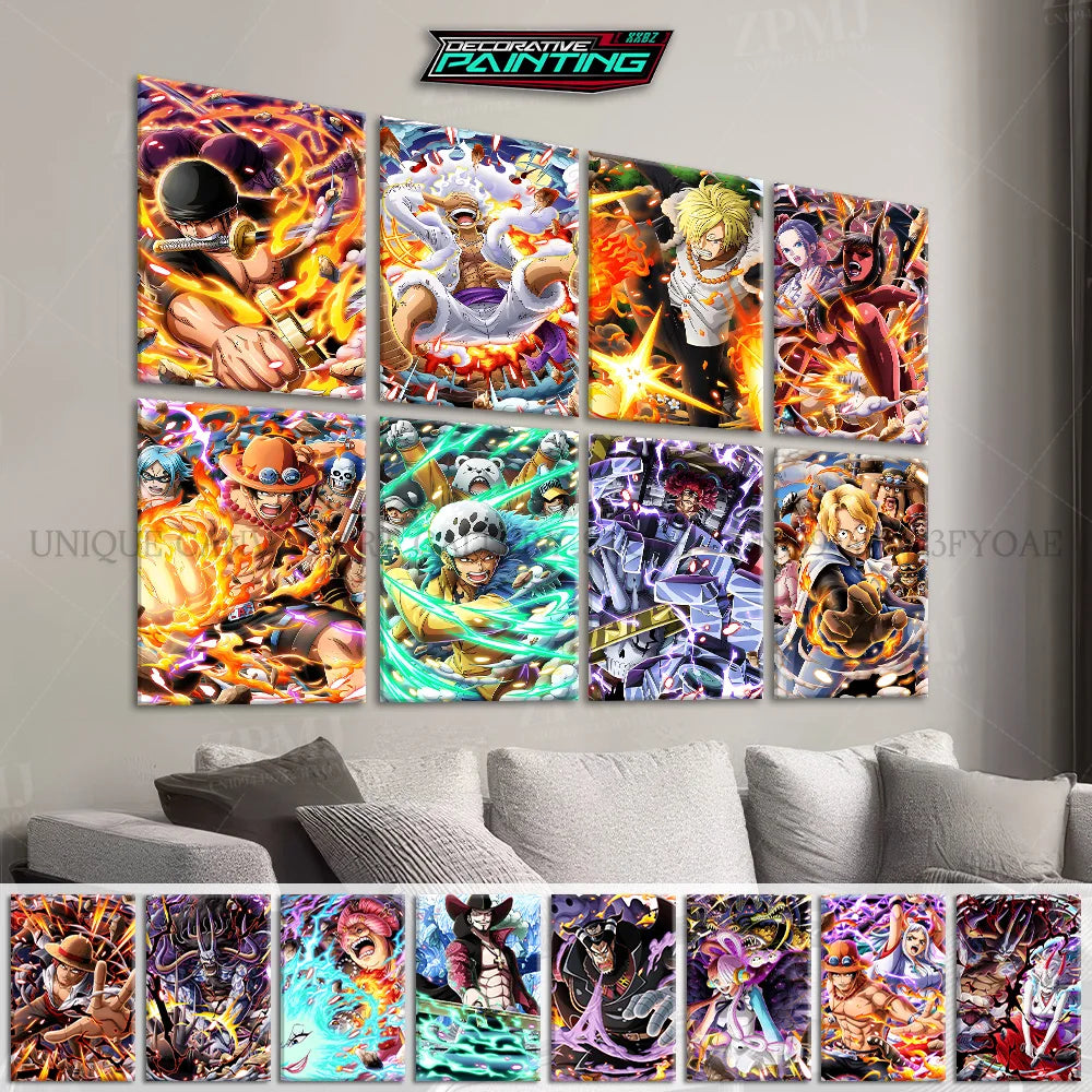 One Piece Frameless Canvas Paintings Anime Monkey D. Luffy Figures Home Decor Pictures Printed Poster For Living Room Wall Art