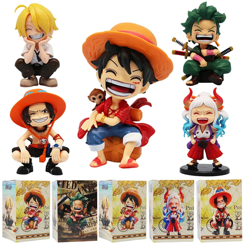 Anime One Piece Monkey D. Luffy Roronoa Zoro Sanji Portgas·D· Ace Yamato Q Version Anime Figural Pvc Model SurpriseToy Xmas Gift