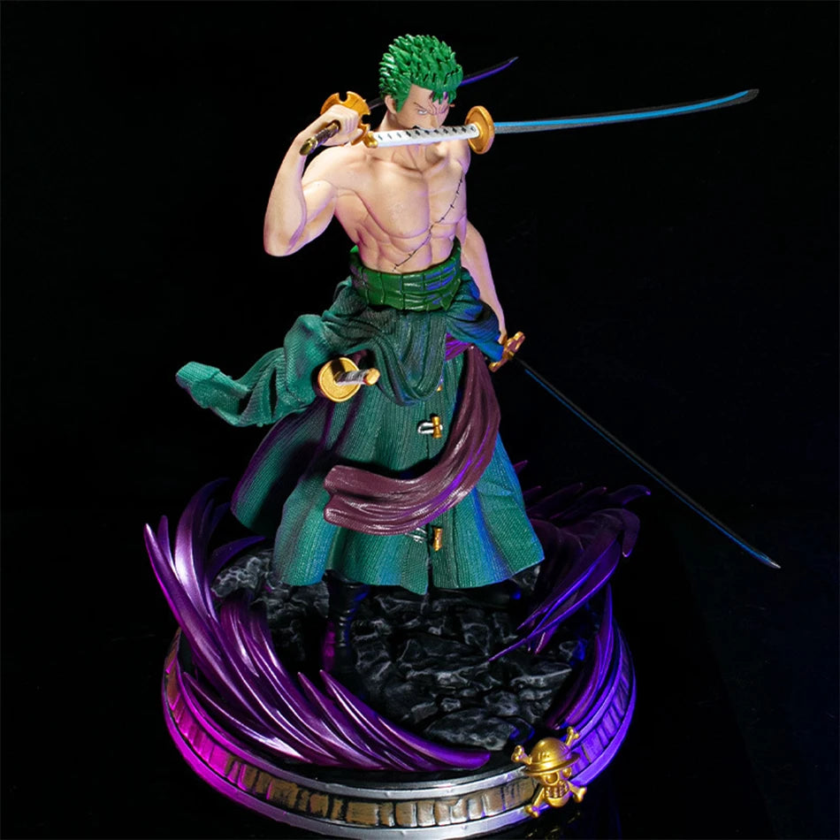 21cm One Piece Figure Small Blood Bath Sauron One Piece Gk Three-Knife Flow Stunt Version Scene Statue Boxed Anime