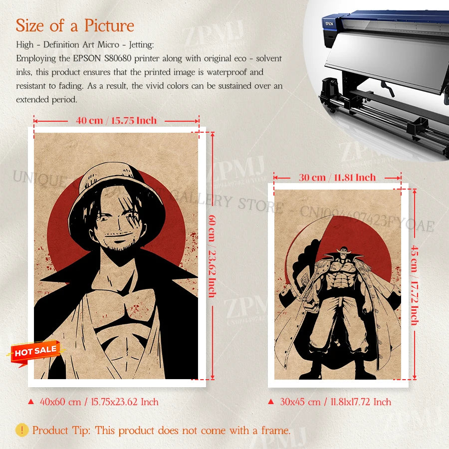 Anime One Piece Home Decoration Canvas Painting Pictures Monkey D. Luffy Figures Wall Art Prints Poster For Living Room No Frame