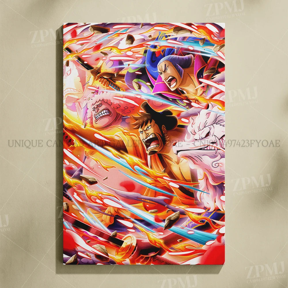 One Piece Frameless Canvas Paintings Anime Monkey D. Luffy Figures Home Decor Pictures Printed Poster For Living Room Wall Art