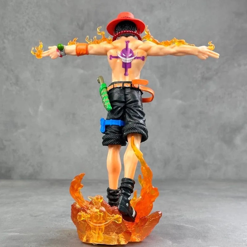 28cm One Piece Ace Anime Figure Portgas D Ace Figures Action Figures Gk Figurine Pvc With Light Statue Model Christmas Toy Gifts